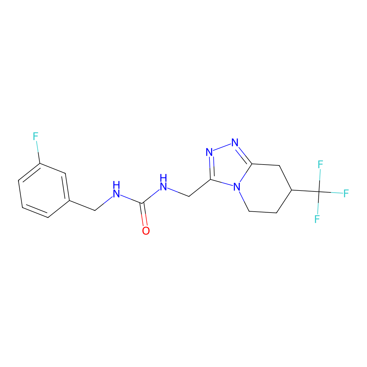 1-(3-Fluorobenzyl)-3-((7-(trifluoromethyl)-5,6,7,8-tetrahydro-[1,2,4]triazolo[4,3-a]pyridin-3-yl)methyl)urea molecular structure, CAS 2034520-53-9