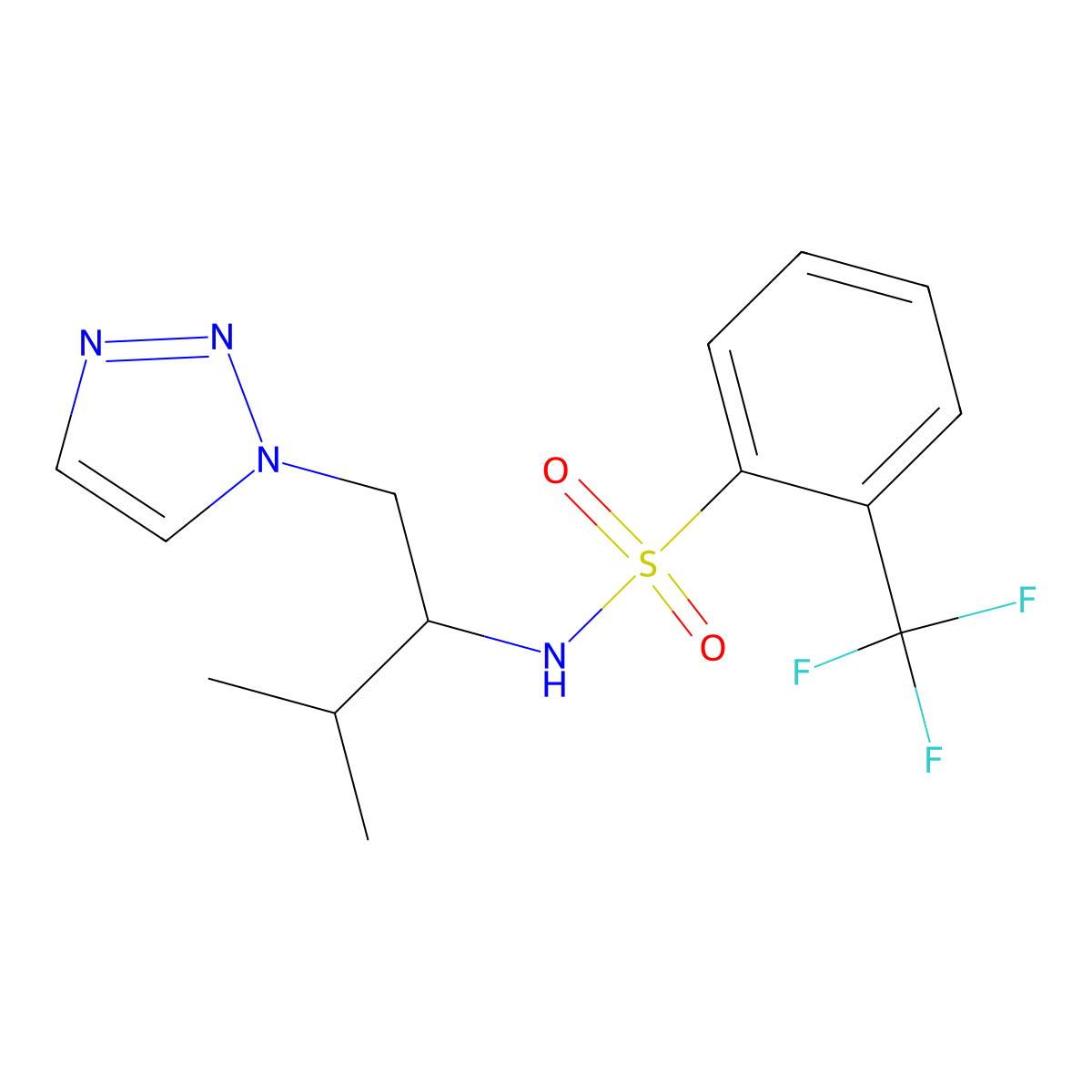 N-(3-methyl-1-(1H-1,2,3-triazol-1-yl)butan-2-yl)-2-(trifluoromethyl)benzenesulfonamide molecular structure, CAS 2034520-56-2