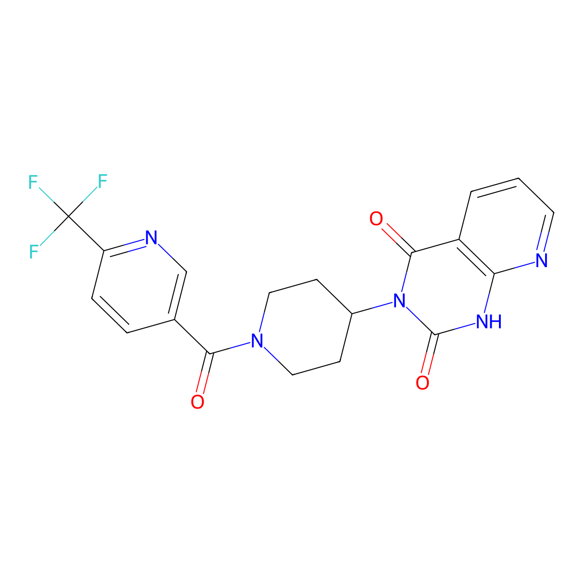 3-(1-(6-(trifluoromethyl)nicotinoyl)piperidin-4-yl)pyrido[2,3-d]pyrimidine-2,4(1H,3H)-dione molecular structure, CAS 2034520-57-3