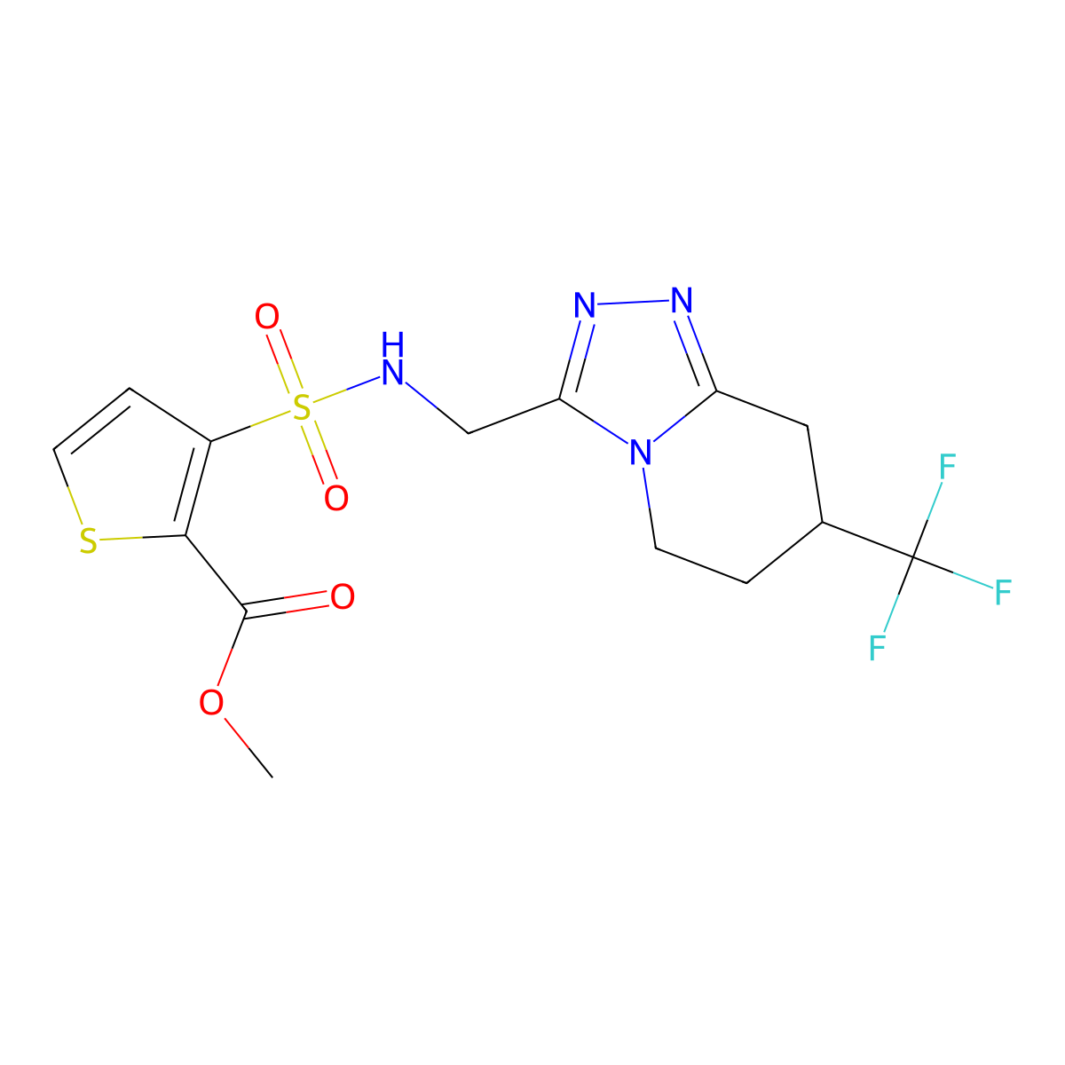 methyl 3-(N-((7-(trifluoromethyl)-5,6,7,8-tetrahydro-[1,2,4]triazolo[4,3-a]pyridin-3-yl)methyl)sulfamoyl)thiophene-2-carboxylate molecular structure, CAS 2034520-58-4