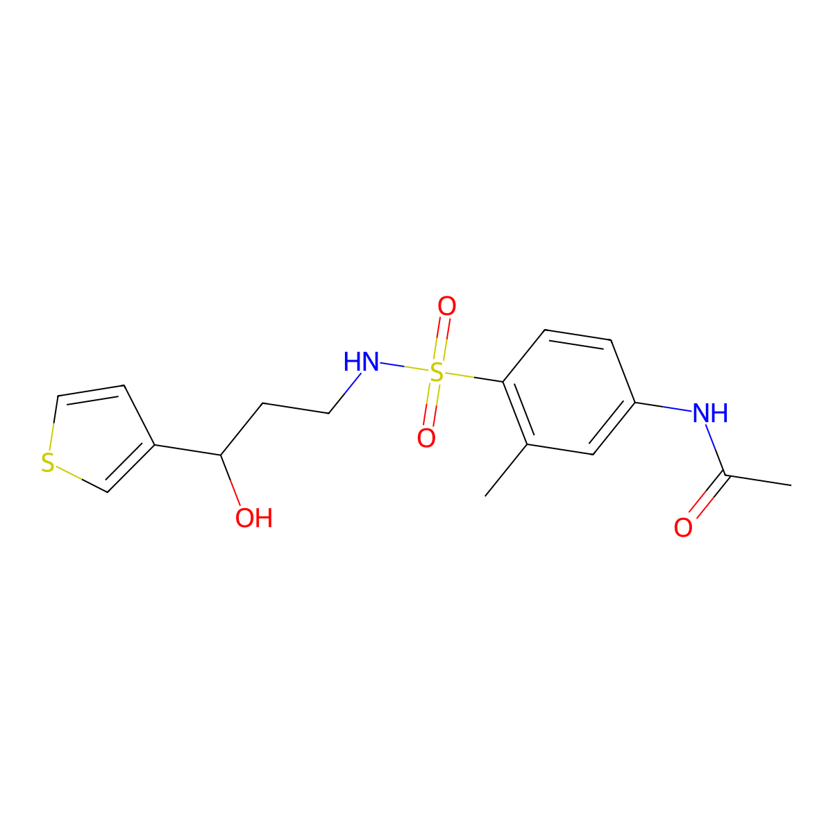 N-(4-(N-(3-hydroxy-3-(thiophen-3-yl)propyl)sulfamoyl)-3-methylphenyl)acetamide molecular structure, CAS 2034520-59-5