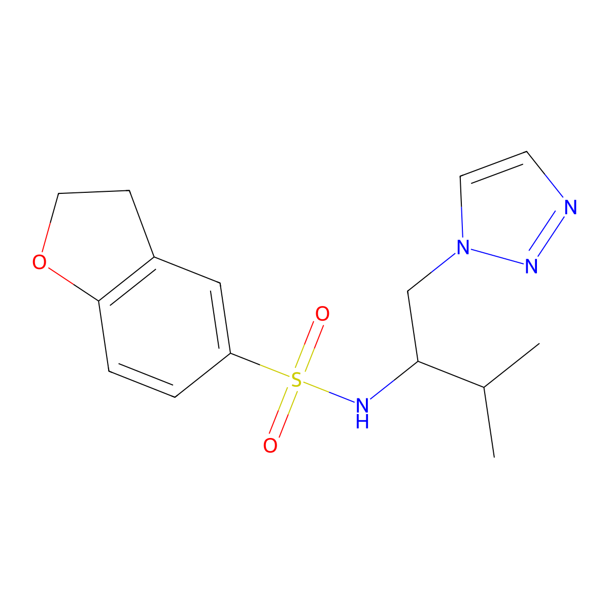 N-(3-methyl-1-(1H-1,2,3-triazol-1-yl)butan-2-yl)-2,3-dihydrobenzofuran-5-sulfonamide molecular structure, CAS 2034520-62-0