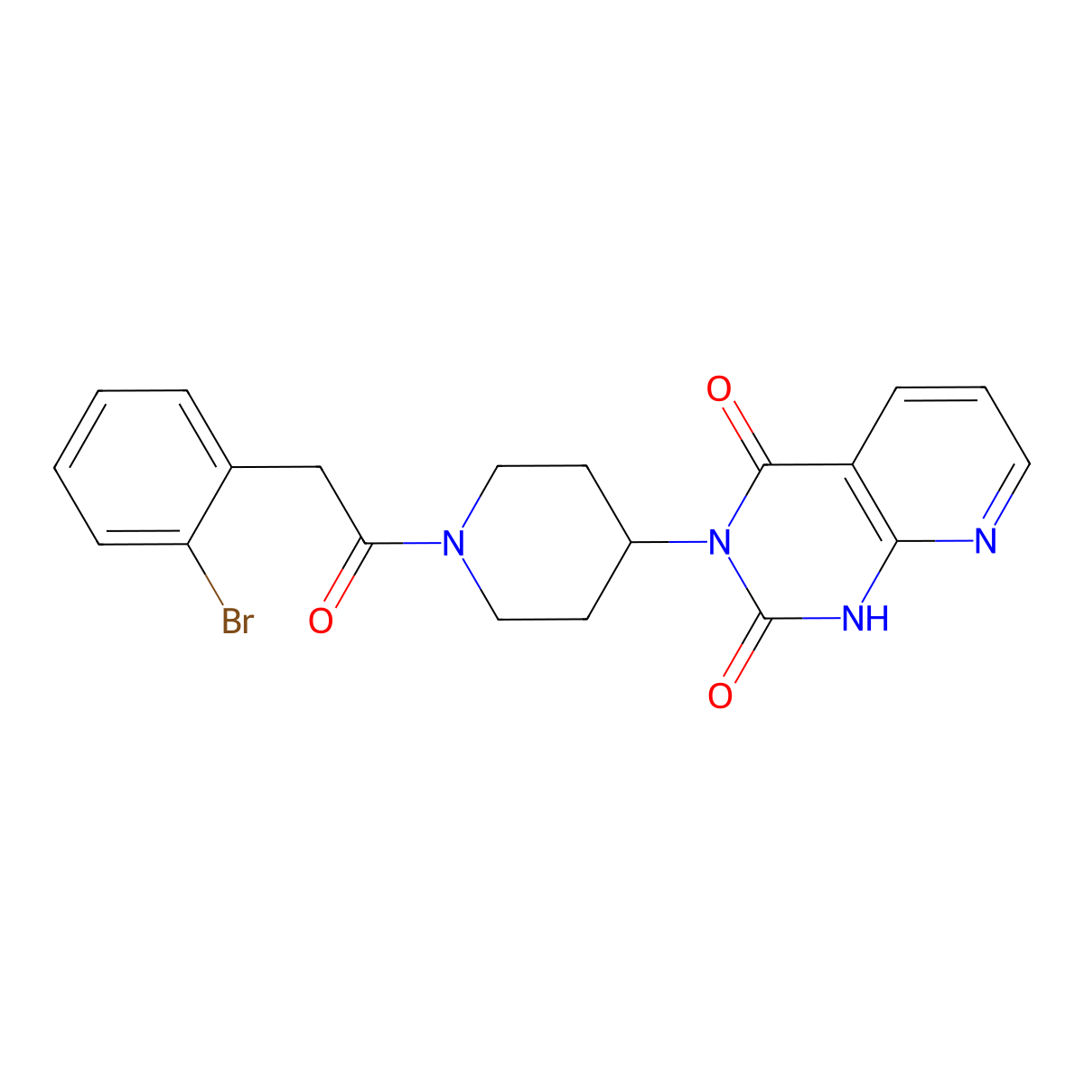 3-(1-(2-(2-bromophenyl)acetyl)piperidin-4-yl)pyrido[2,3-d]pyrimidine-2,4(1H,3H)-dione molecular structure, CAS 2034520-69-7