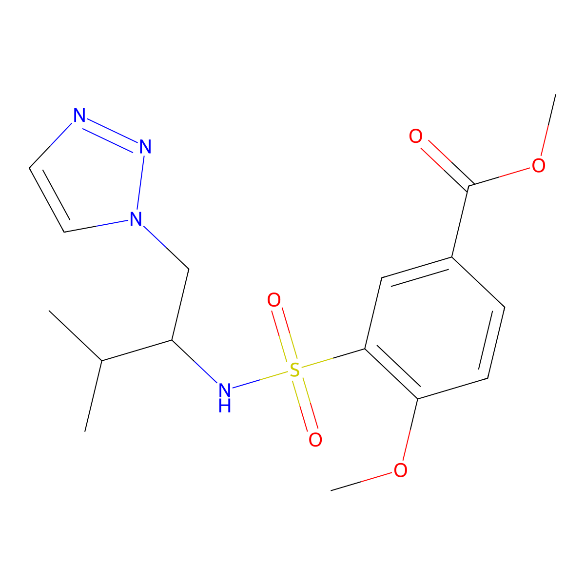 methyl 4-methoxy-3-(N-(3-methyl-1-(1H-1,2,3-triazol-1-yl)butan-2-yl)sulfamoyl)benzoate molecular structure, CAS 2034520-74-4