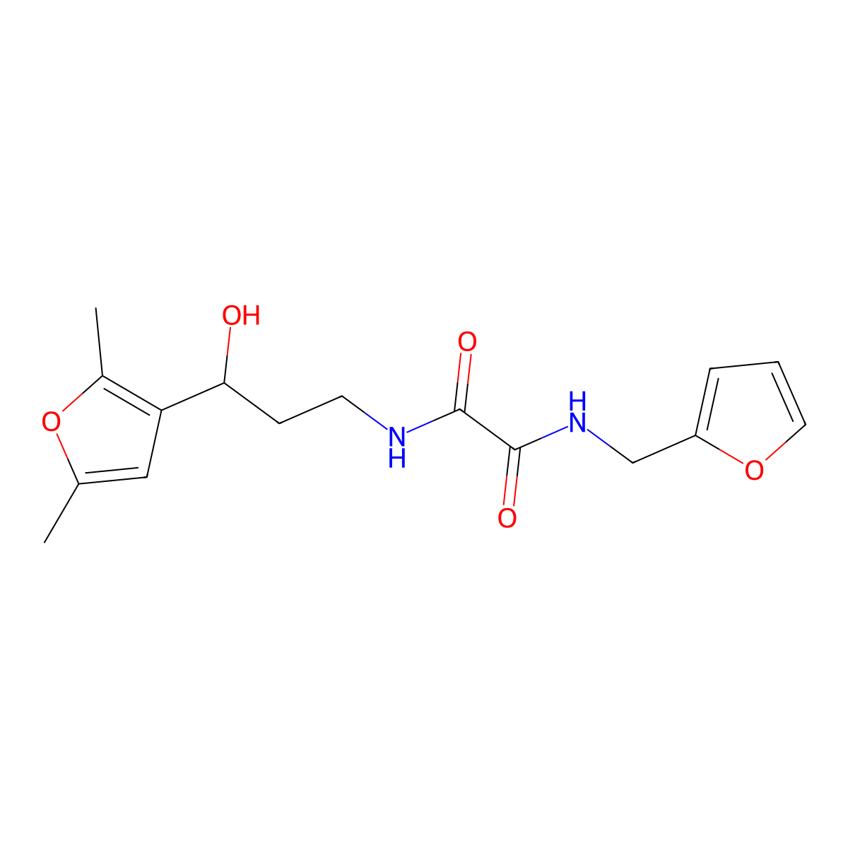 N1-(3-(2,5-dimethylfuran-3-yl)-3-hydroxypropyl)-N2-(furan-2-ylmethyl)oxalamide molecular structure, CAS 2034520-77-7