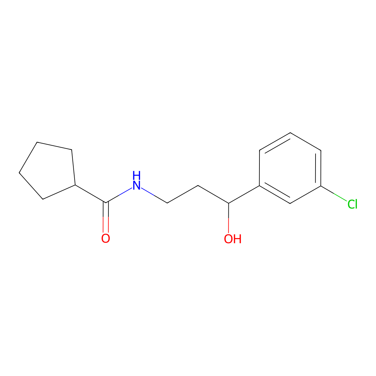 N-[3-(3-chlorophenyl)-3-hydroxypropyl]cyclopentanecarboxamide molecular structure, CAS 2034520-79-9