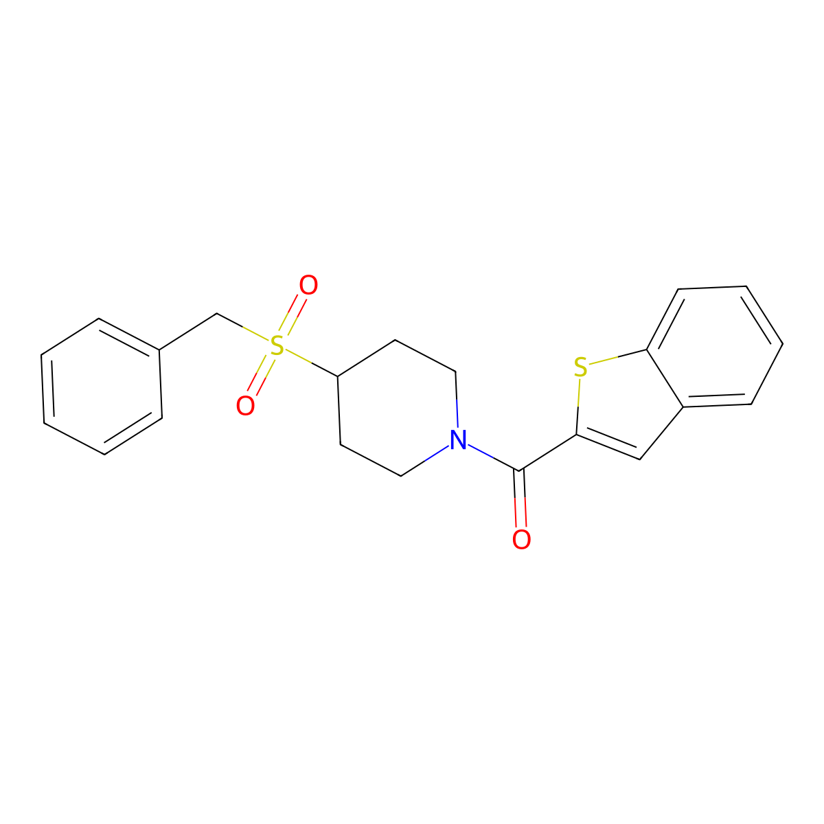 Benzo[b]thiophen-2-yl(4-(benzylsulfonyl)piperidin-1-yl)methanone molecular structure, CAS 2034520-84-6