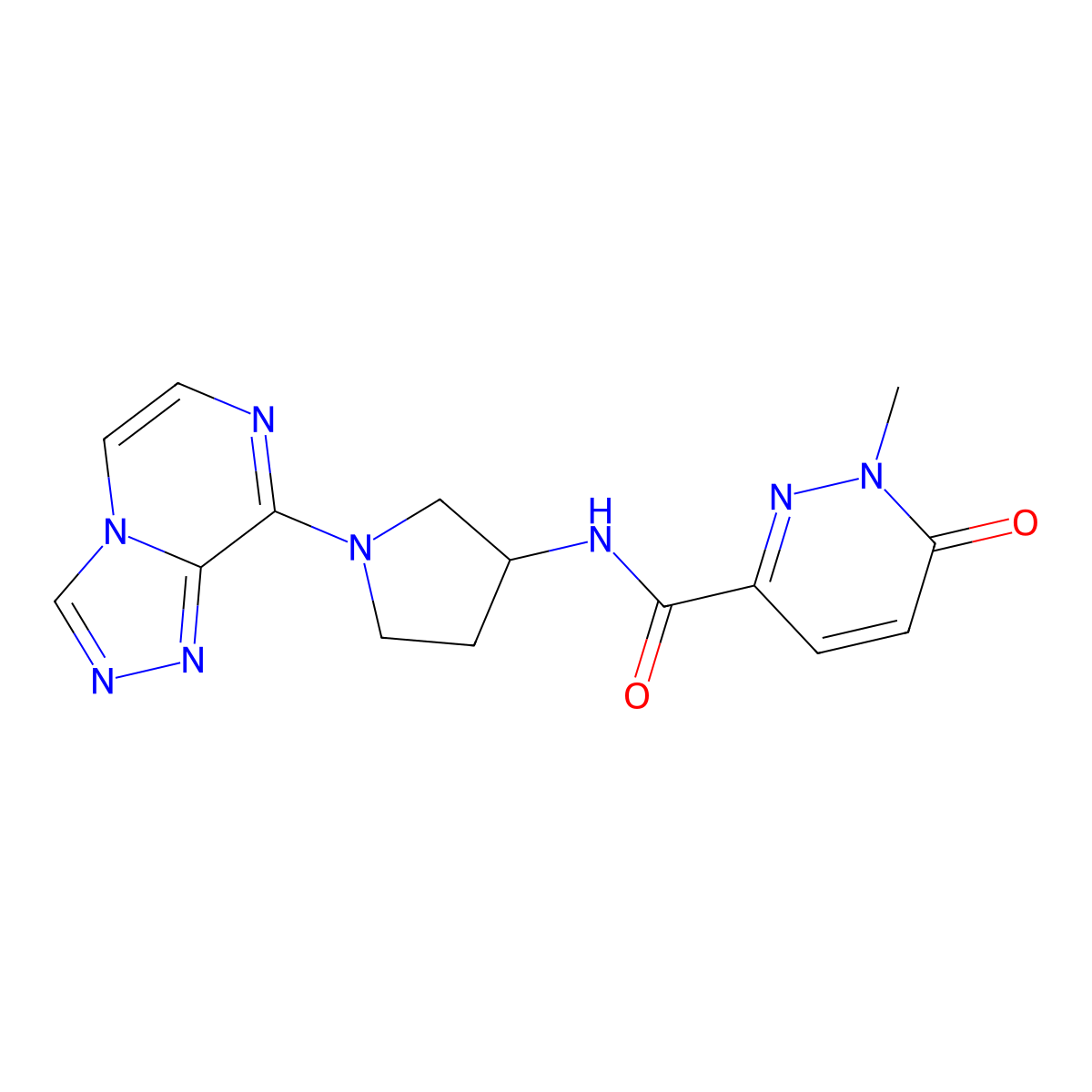 N-(1-([1,2,4]triazolo[4,3-a]pyrazin-8-yl)pyrrolidin-3-yl)-1-methyl-6-oxo-1,6-dihydropyridazine-3-carboxamide molecular structure, CAS 2034520-86-8