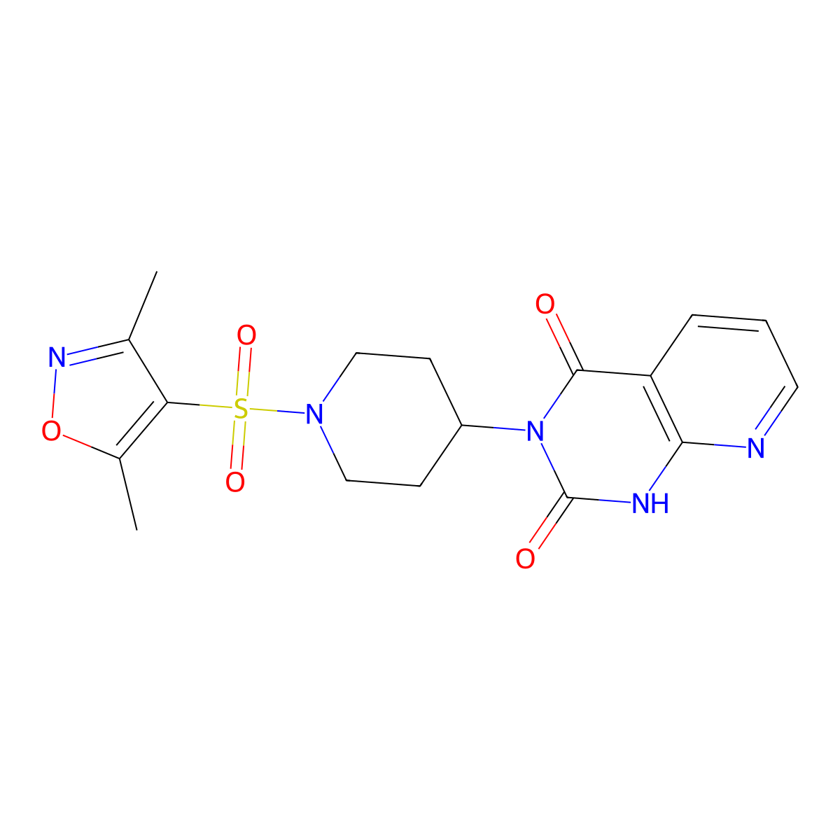 3-(1-((3,5-dimethylisoxazol-4-yl)sulfonyl)piperidin-4-yl)pyrido[2,3-d]pyrimidine-2,4(1H,3H)-dione molecular structure, CAS 2034520-87-9