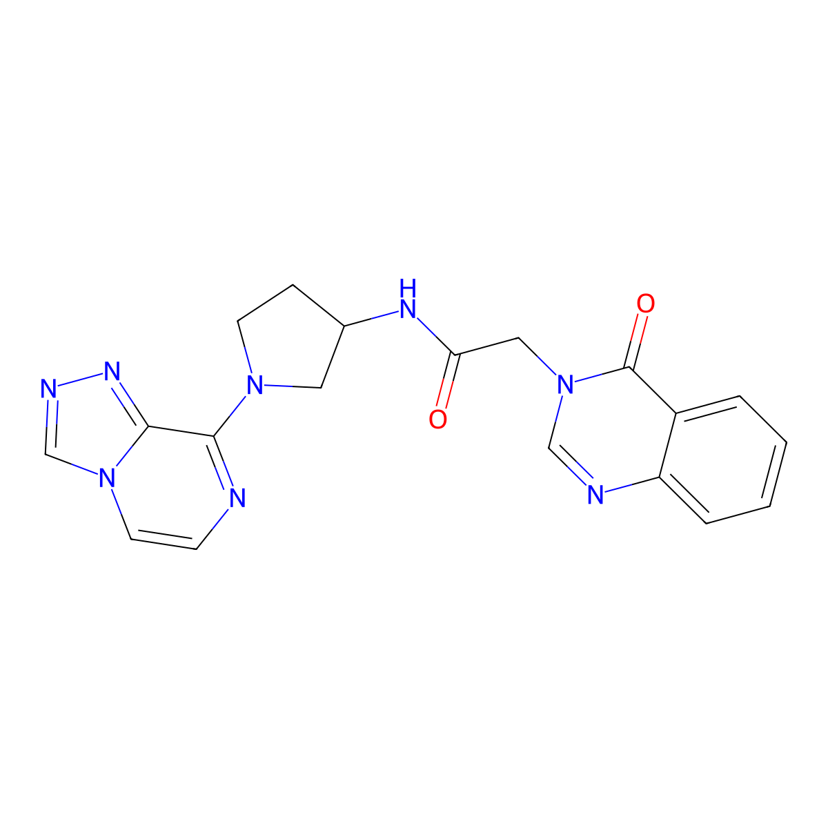 N-(1-([1,2,4]triazolo[4,3-a]pyrazin-8-yl)pyrrolidin-3-yl)-2-(4-oxoquinazolin-3(4H)-yl)acetamide molecular structure, CAS 2034520-88-0