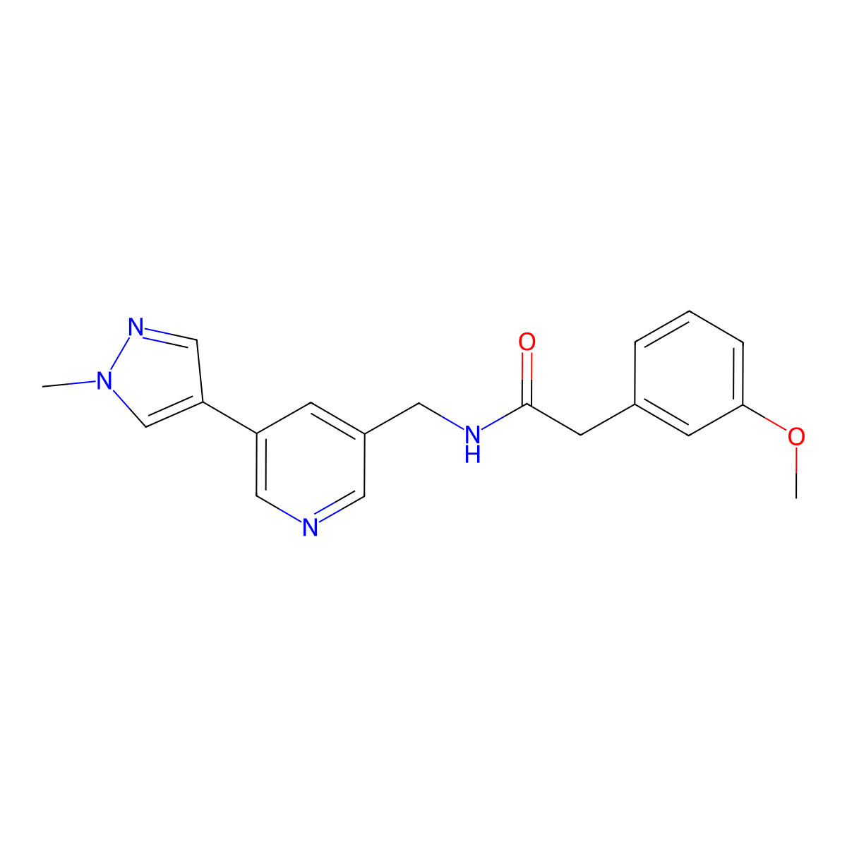 2-(3-methoxyphenyl)-N-{[5-(1-methyl-1H-pyrazol-4-yl)pyridin-3-yl]methyl}acetamide molecular structure, CAS 2034520-90-4