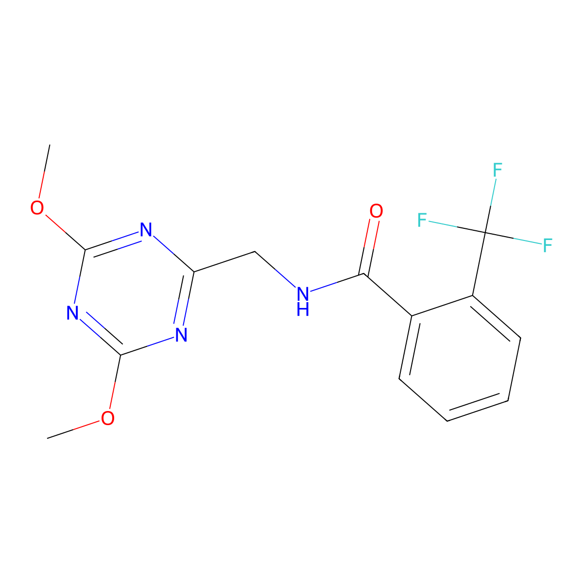 N-[(4,6-dimethoxy-1,3,5-triazin-2-yl)methyl]-2-(trifluoromethyl)benzamide molecular structure, CAS 2034520-91-5