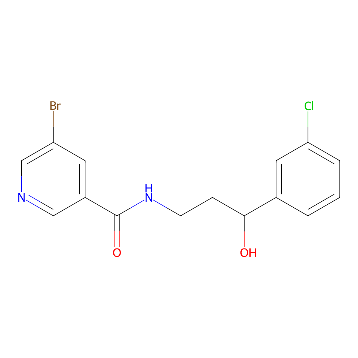 5-bromo-N-(3-(3-chlorophenyl)-3-hydroxypropyl)nicotinamide molecular structure, CAS 2034520-94-8