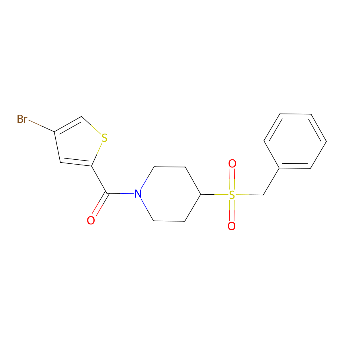 (4-(Benzylsulfonyl)piperidin-1-yl)(4-bromothiophen-2-yl)methanone molecular structure, CAS 2034520-97-1
