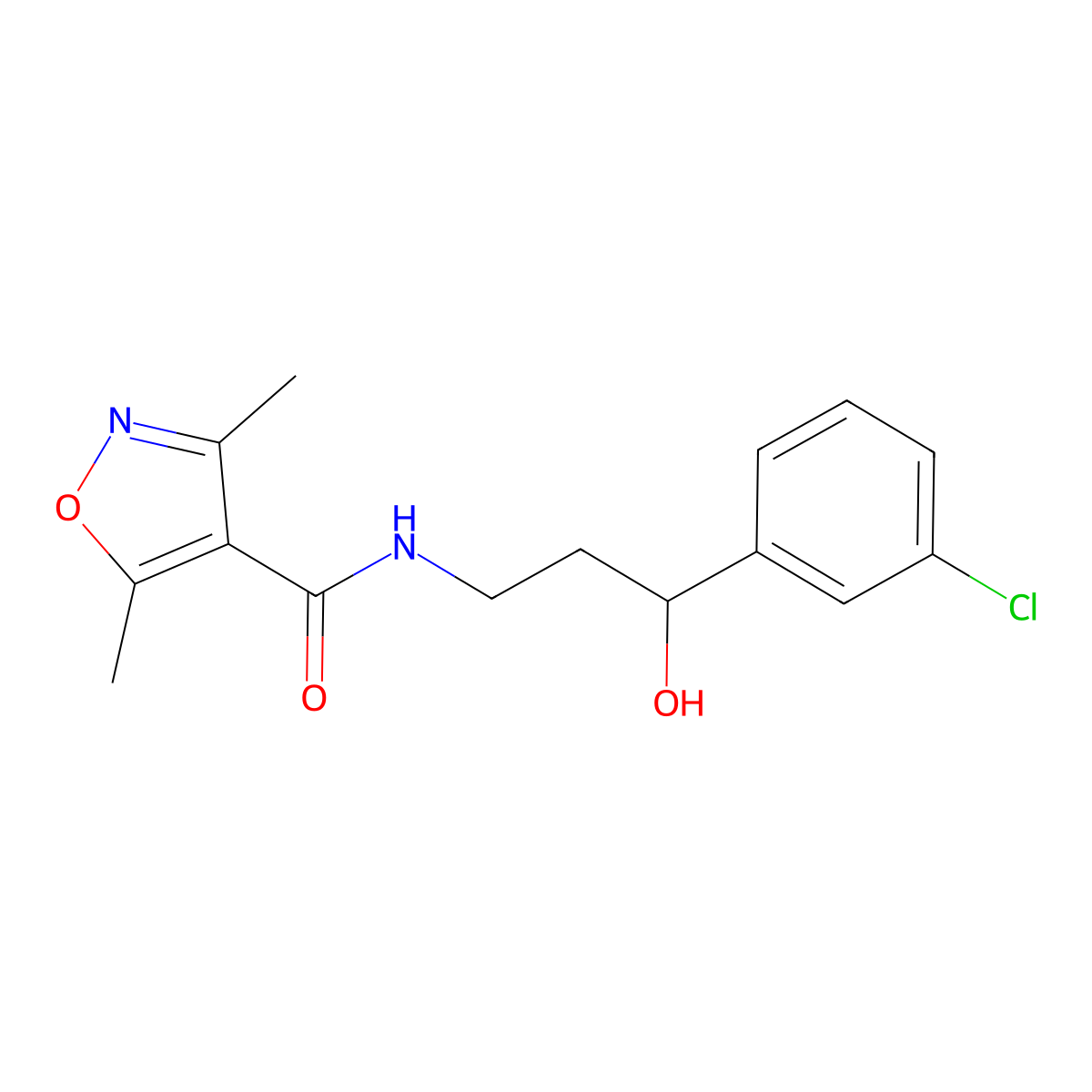 N-(3-(3-chlorophenyl)-3-hydroxypropyl)-3,5-dimethylisoxazole-4-carboxamide molecular structure, CAS 2034521-00-9