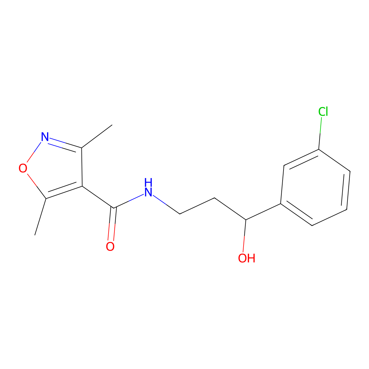 N-(3-(3-chlorophenyl)-3-hydroxypropyl)-3,5-dimethylisoxazole-4-carboxamide molecular structure, CAS 2034521-00-9