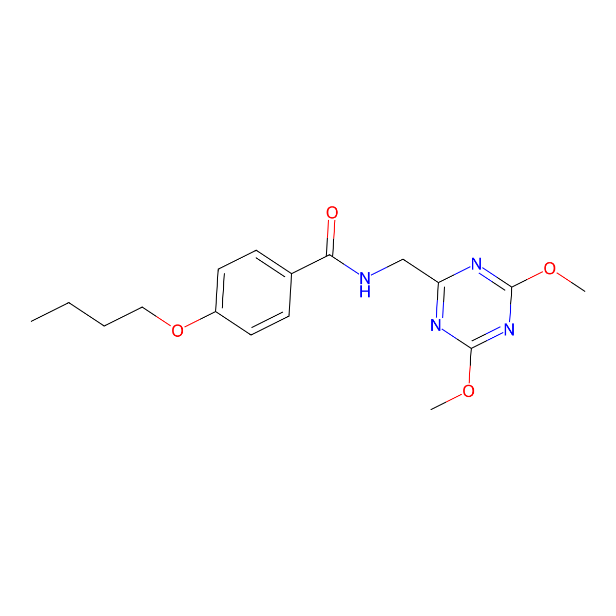 4-butoxy-N-[(4,6-dimethoxy-1,3,5-triazin-2-yl)methyl]benzamide molecular structure, CAS 2034521-02-1