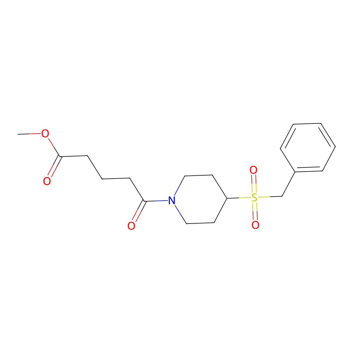 Methyl 5-(4-(benzylsulfonyl)piperidin-1-yl)-5-oxopentanoate molecular structure, CAS 2034521-03-2