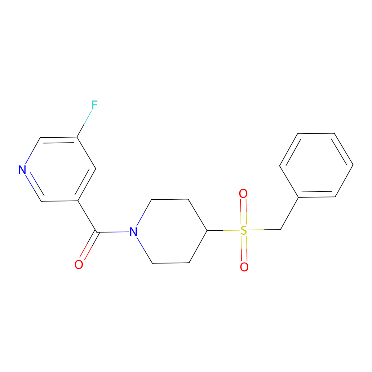(4-(Benzylsulfonyl)piperidin-1-yl)(5-fluoropyridin-3-yl)methanone molecular structure, CAS 2034521-08-7