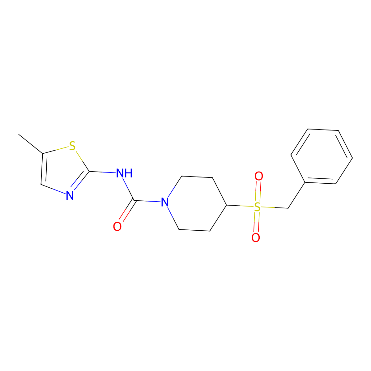4-(benzylsulfonyl)-N-(5-methylthiazol-2-yl)piperidine-1-carboxamide molecular structure, CAS 2034521-12-3