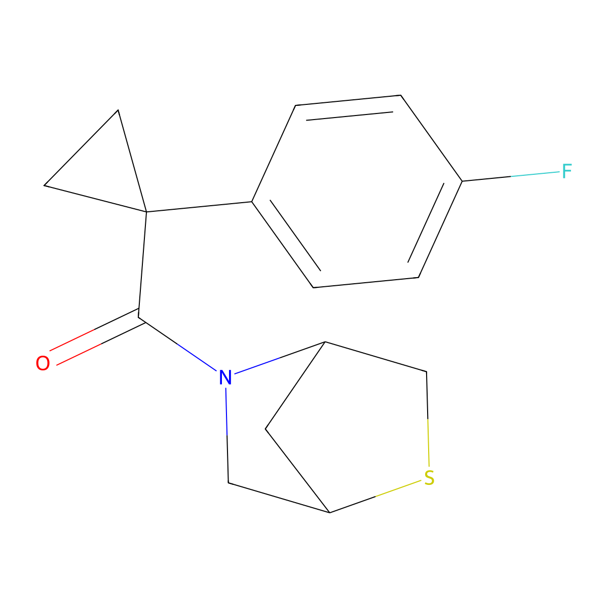 5-[1-(4-Fluorophenyl)cyclopropanecarbonyl]-2-thia-5-azabicyclo[2.2.1]heptane molecular structure, CAS 2034521-20-3
