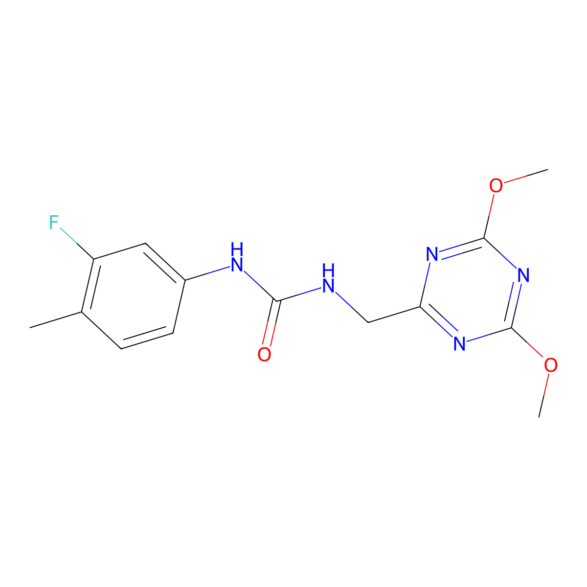 1-((4,6-Dimethoxy-1,3,5-triazin-2-yl)methyl)-3-(3-fluoro-4-methylphenyl)urea molecular structure, CAS 2034521-23-6