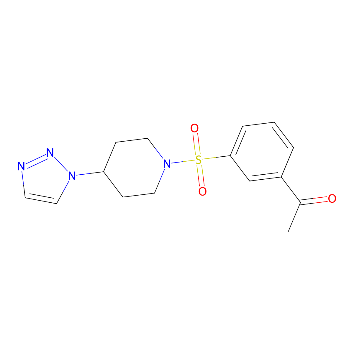 1-(3-{[4-(1H-1,2,3-triazol-1-yl)piperidin-1-yl]sulfonyl}phenyl)ethan-1-one molecular structure, CAS 2034521-25-8