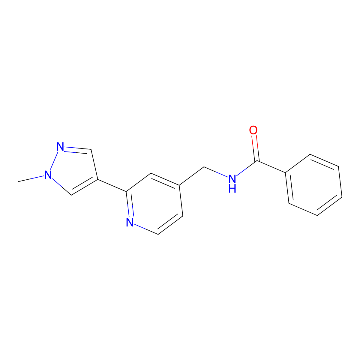 N-{[2-(1-methyl-1H-pyrazol-4-yl)pyridin-4-yl]methyl}benzamide molecular structure, CAS 2034521-30-5