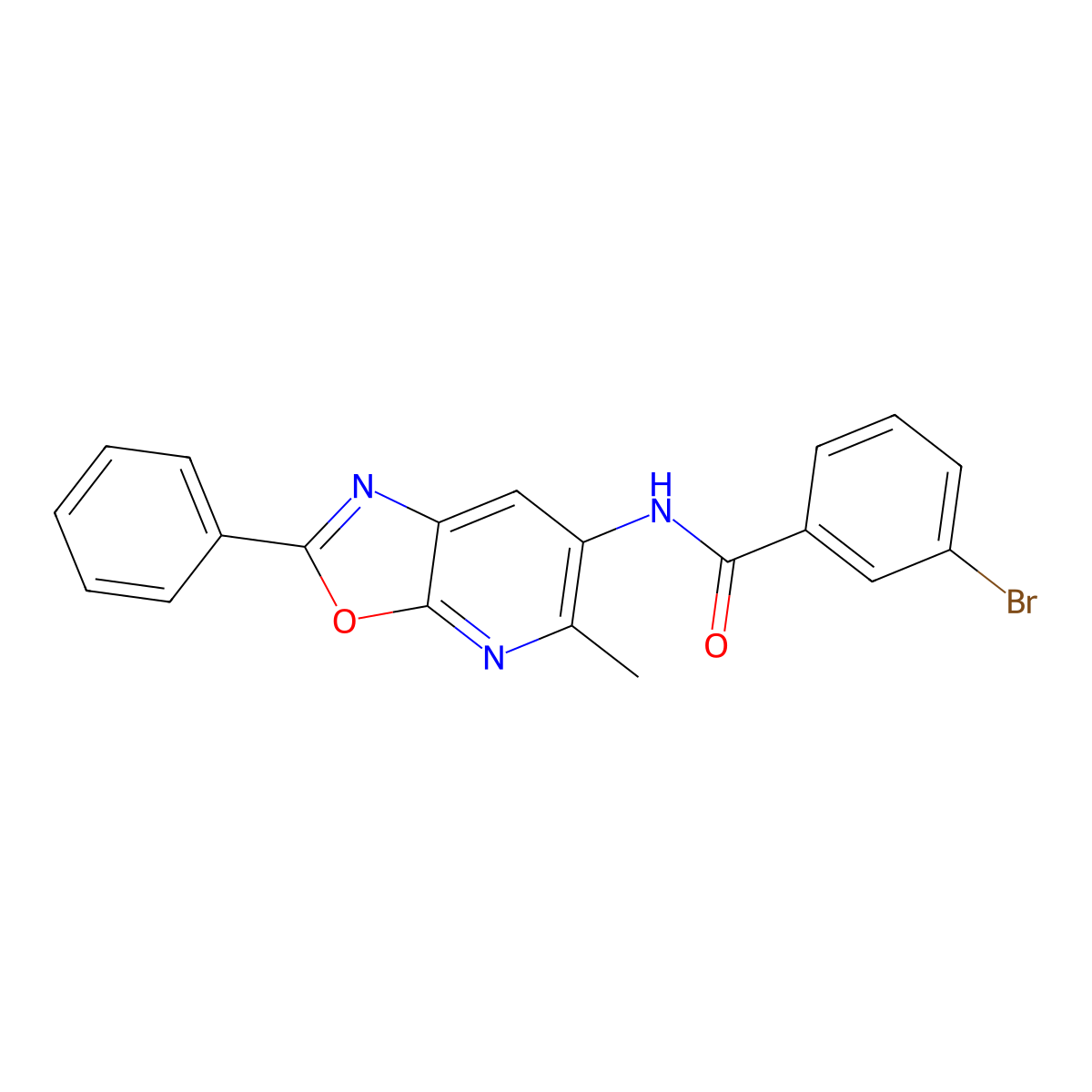 3-bromo-N-(5-methyl-2-phenyloxazolo[5,4-b]pyridin-6-yl)benzamide molecular structure, CAS 2034521-34-9
