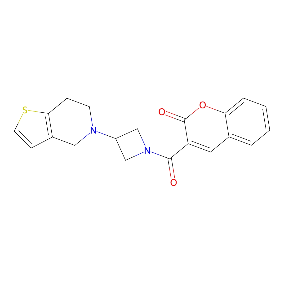3-(3-(6,7-dihydrothieno[3,2-c]pyridin-5(4H)-yl)azetidine-1-carbonyl)-2H-chromen-2-one molecular structure, CAS 2034521-38-3