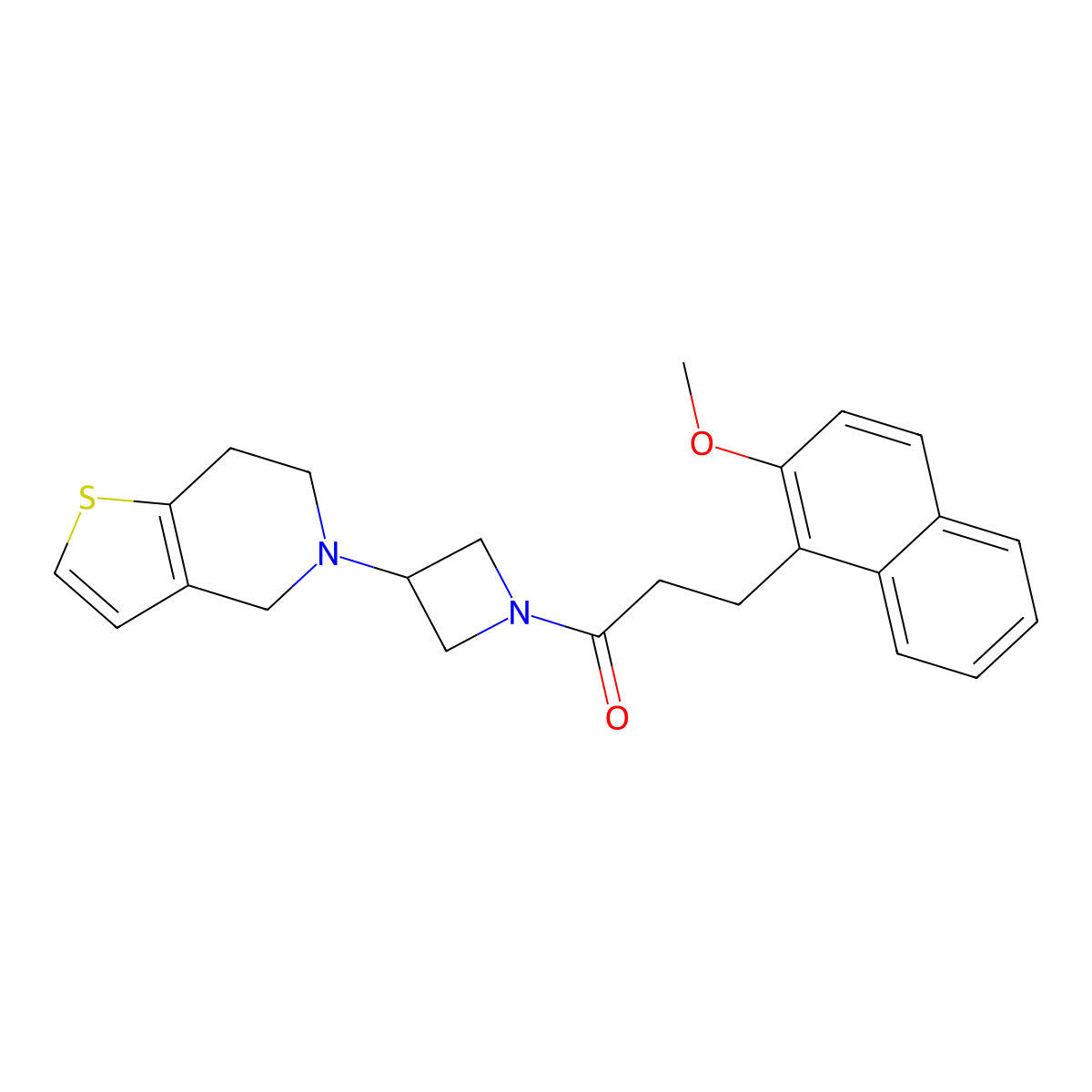 1-(3-(6,7-dihydrothieno[3,2-c]pyridin-5(4H)-yl)azetidin-1-yl)-3-(2-methoxynaphthalen-1-yl)propan-1-one molecular structure, CAS 2034521-43-0