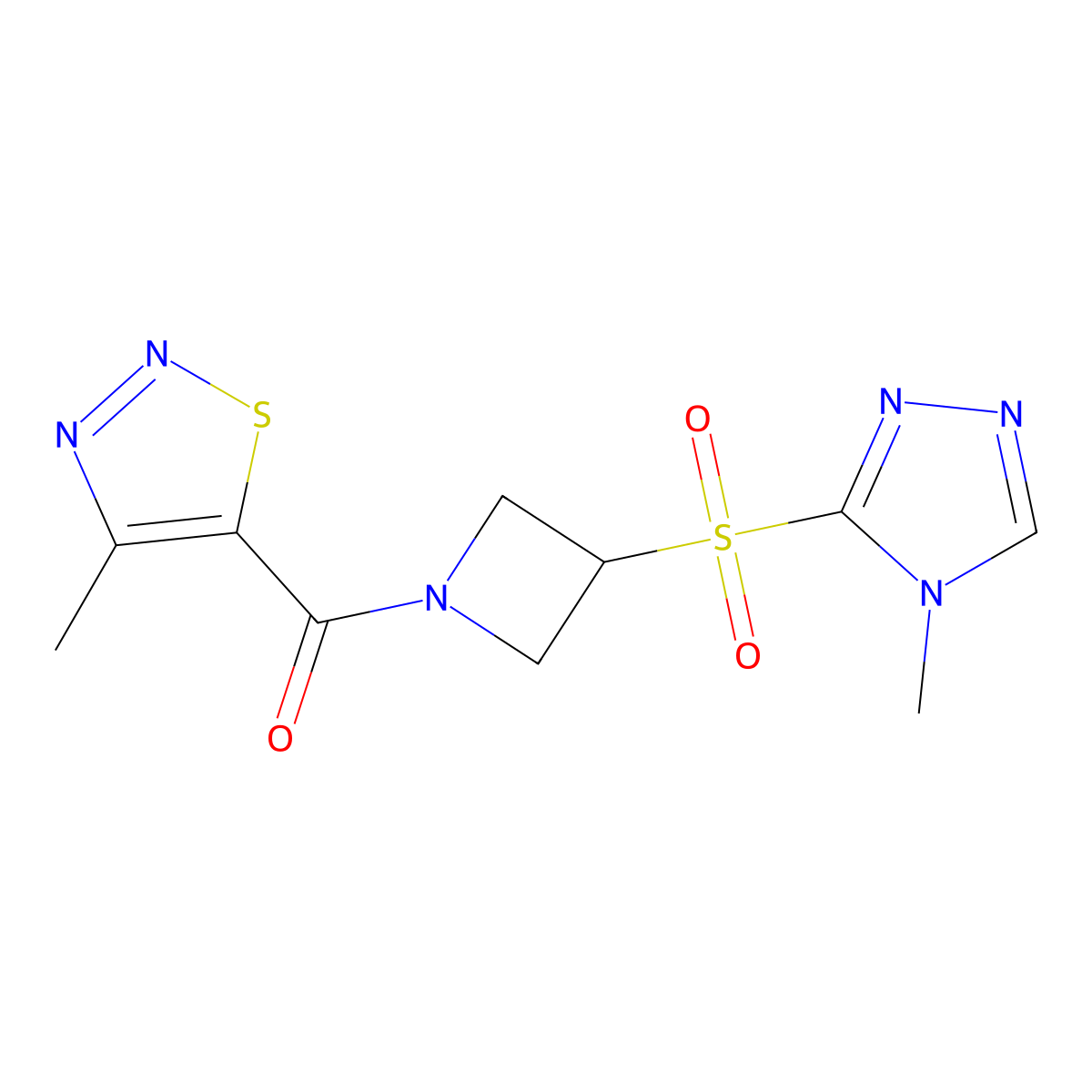(4-methyl-1,2,3-thiadiazol-5-yl)(3-((4-methyl-4H-1,2,4-triazol-3-yl)sulfonyl)azetidin-1-yl)methanone molecular structure, CAS 2034521-50-9