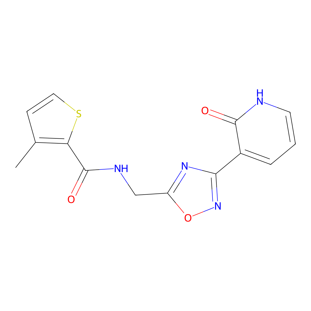 3-methyl-N-((3-(2-oxo-1,2-dihydropyridin-3-yl)-1,2,4-oxadiazol-5-yl)methyl)thiophene-2-carboxamide molecular structure, CAS 2034521-52-1