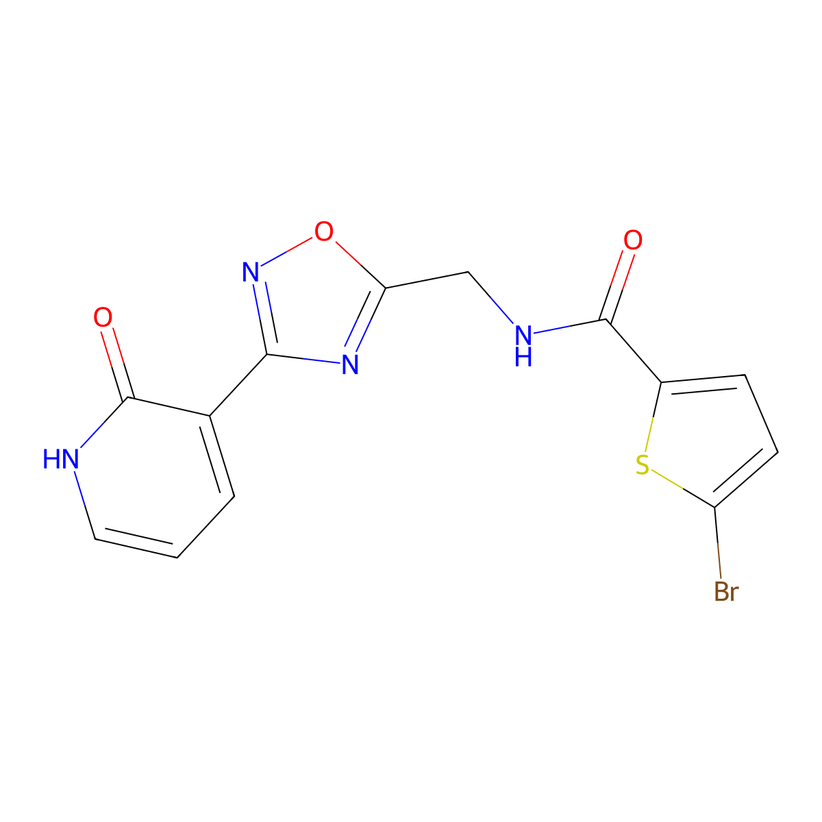 5-bromo-N-((3-(2-oxo-1,2-dihydropyridin-3-yl)-1,2,4-oxadiazol-5-yl)methyl)thiophene-2-carboxamide molecular structure, CAS 2034521-55-4