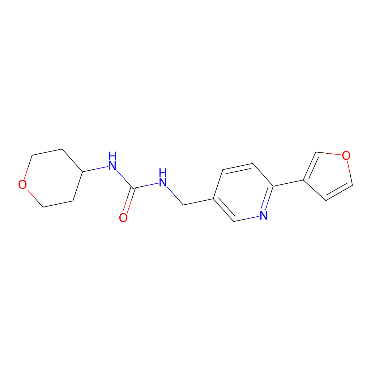 1-((6-(furan-3-yl)pyridin-3-yl)methyl)-3-(tetrahydro-2H-pyran-4-yl)urea molecular structure, CAS 2034521-57-6