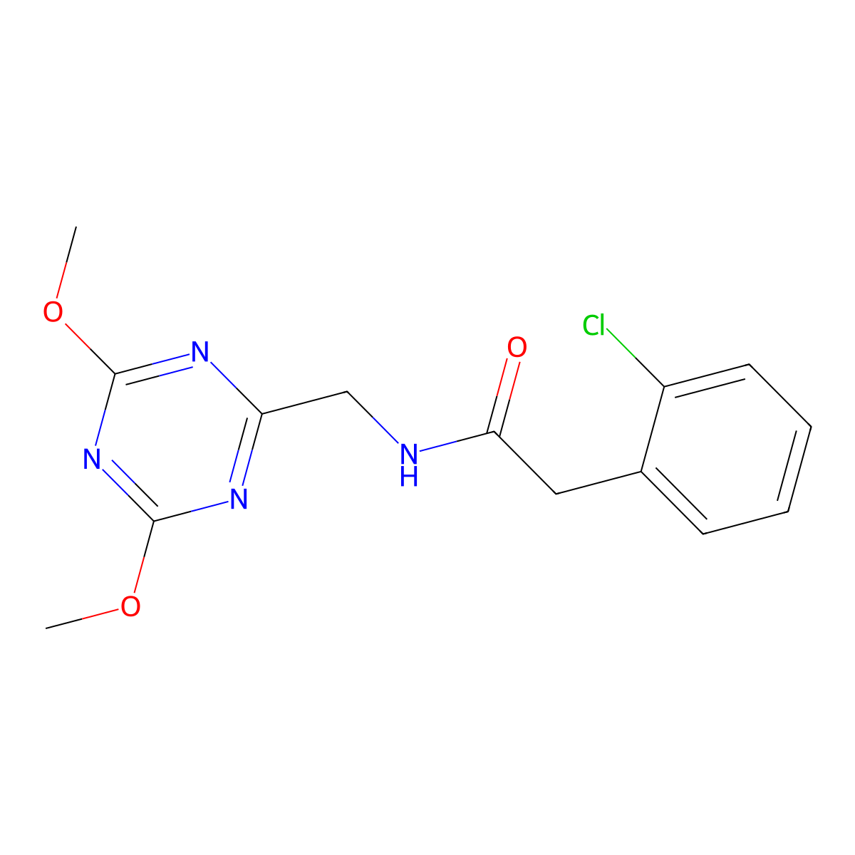 2-(2-chlorophenyl)-N-[(4,6-dimethoxy-1,3,5-triazin-2-yl)methyl]acetamide molecular structure, CAS 2034521-62-3