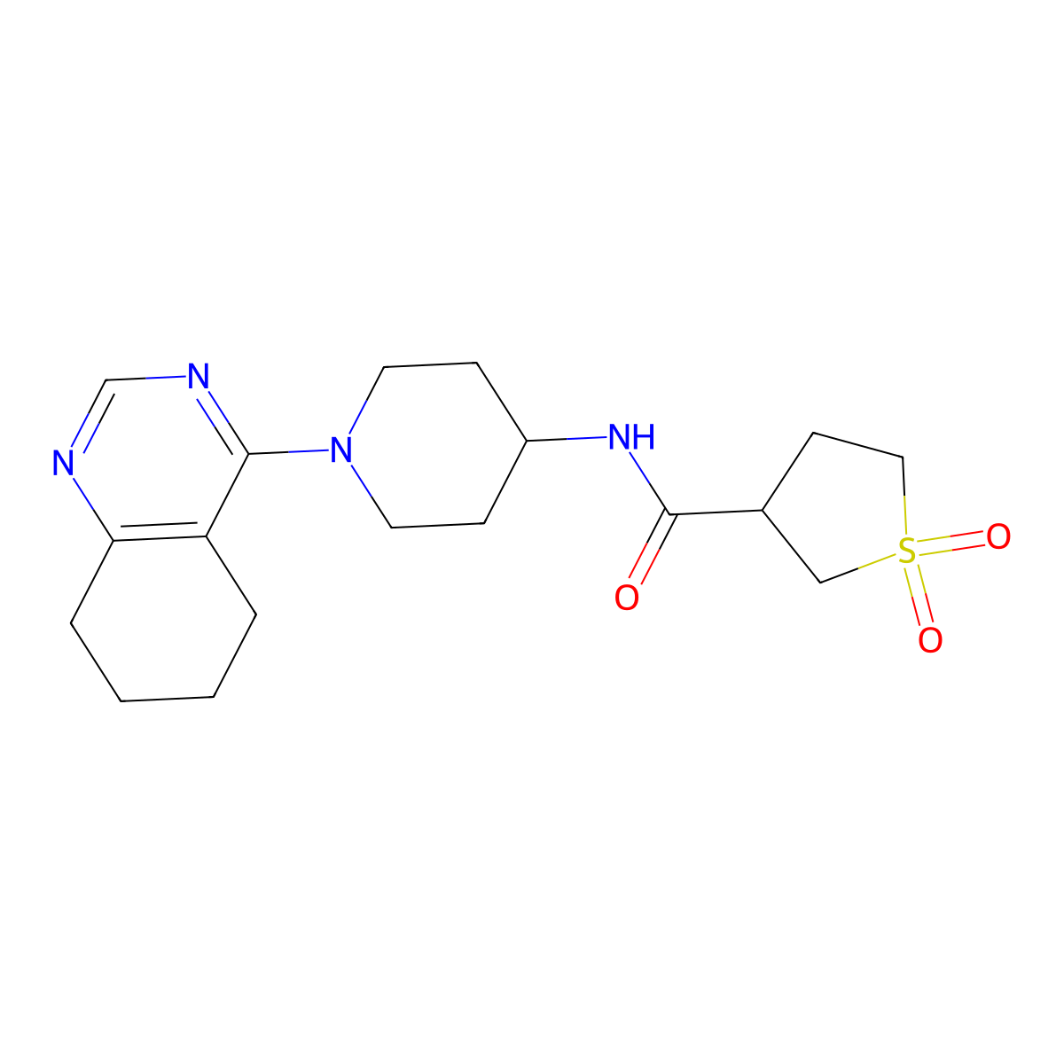 N-(1-(5,6,7,8-tetrahydroquinazolin-4-yl)piperidin-4-yl)tetrahydrothiophene-3-carboxamide 1,1-dioxide molecular structure, CAS 2034521-64-5