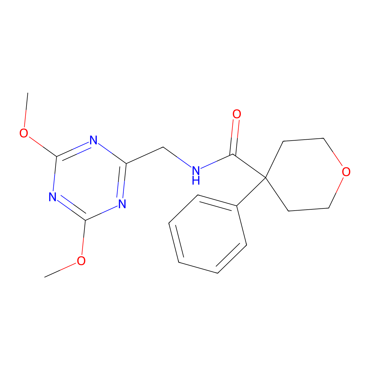 N-[(4,6-dimethoxy-1,3,5-triazin-2-yl)methyl]-4-phenyloxane-4-carboxamide molecular structure, CAS 2034521-70-3