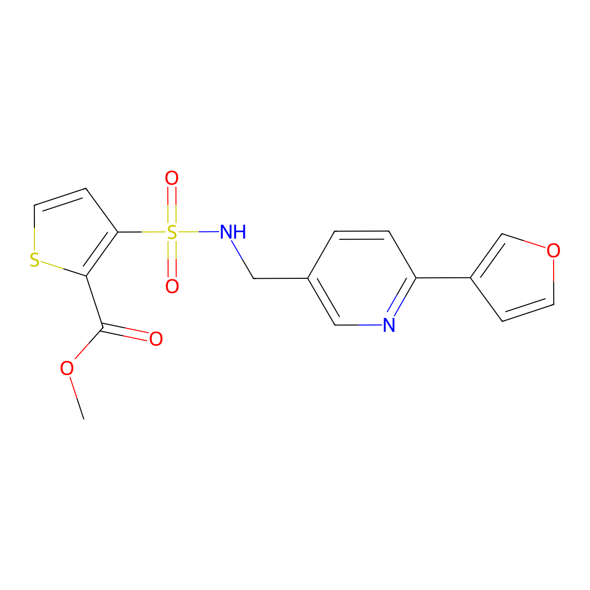 methyl 3-(N-((6-(furan-3-yl)pyridin-3-yl)methyl)sulfamoyl)thiophene-2-carboxylate molecular structure, CAS 2034521-71-4