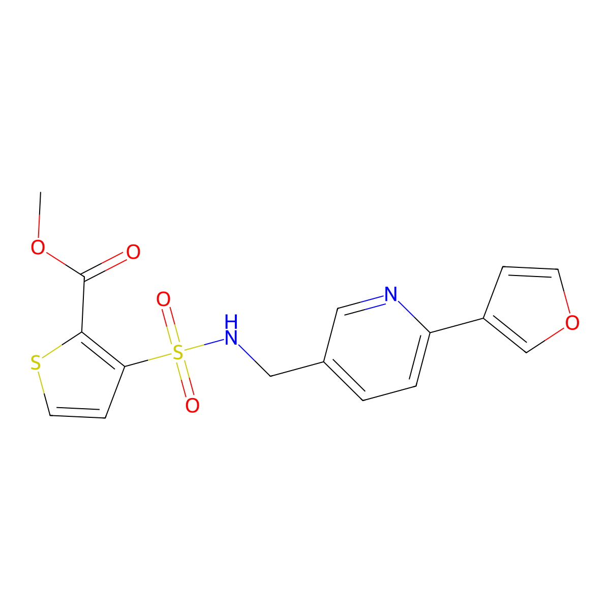 methyl 3-(N-((6-(furan-3-yl)pyridin-3-yl)methyl)sulfamoyl)thiophene-2-carboxylate molecular structure, CAS 2034521-71-4