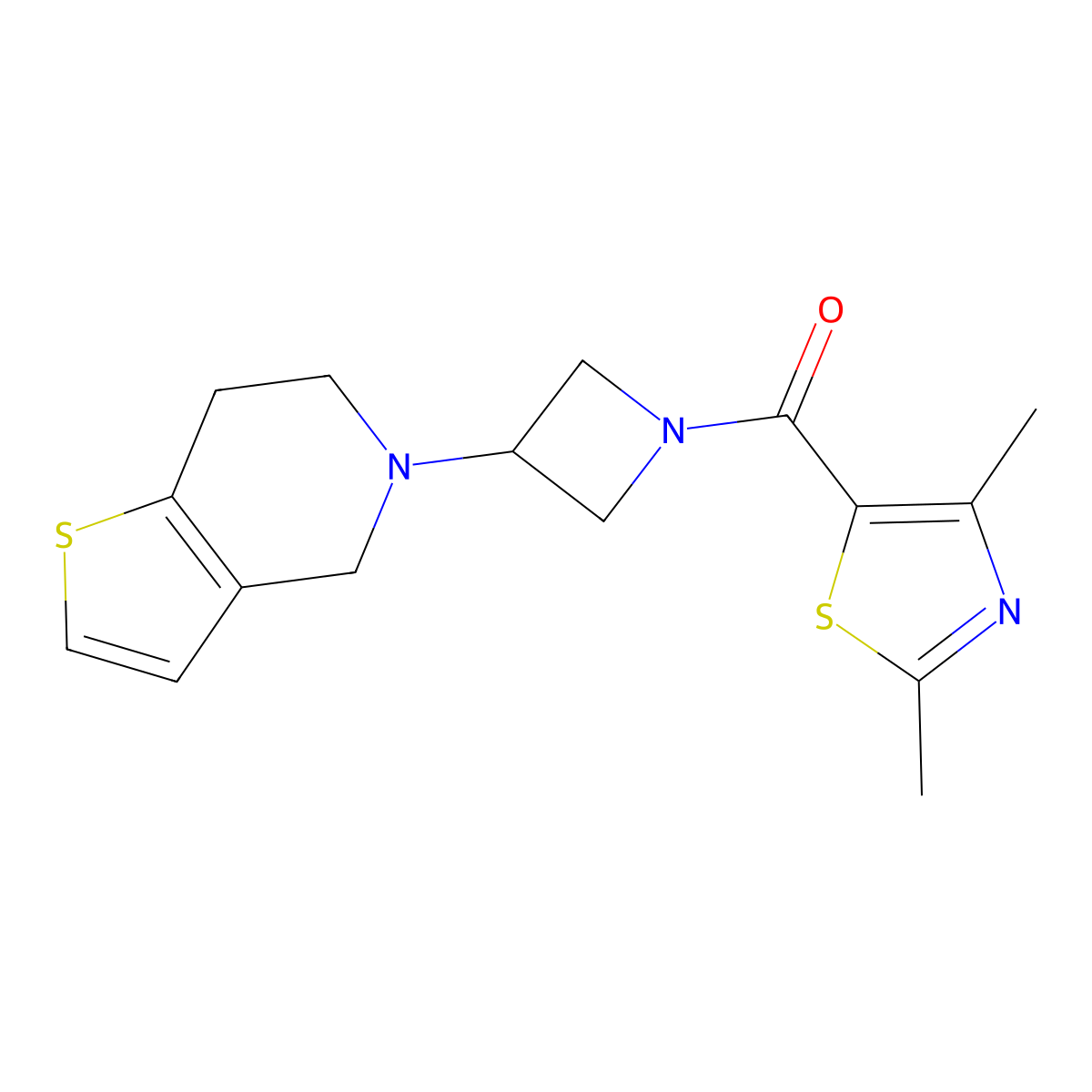 (3-(6,7-dihydrothieno[3,2-c]pyridin-5(4H)-yl)azetidin-1-yl)(2,4-dimethylthiazol-5-yl)methanone molecular structure, CAS 2034521-72-5