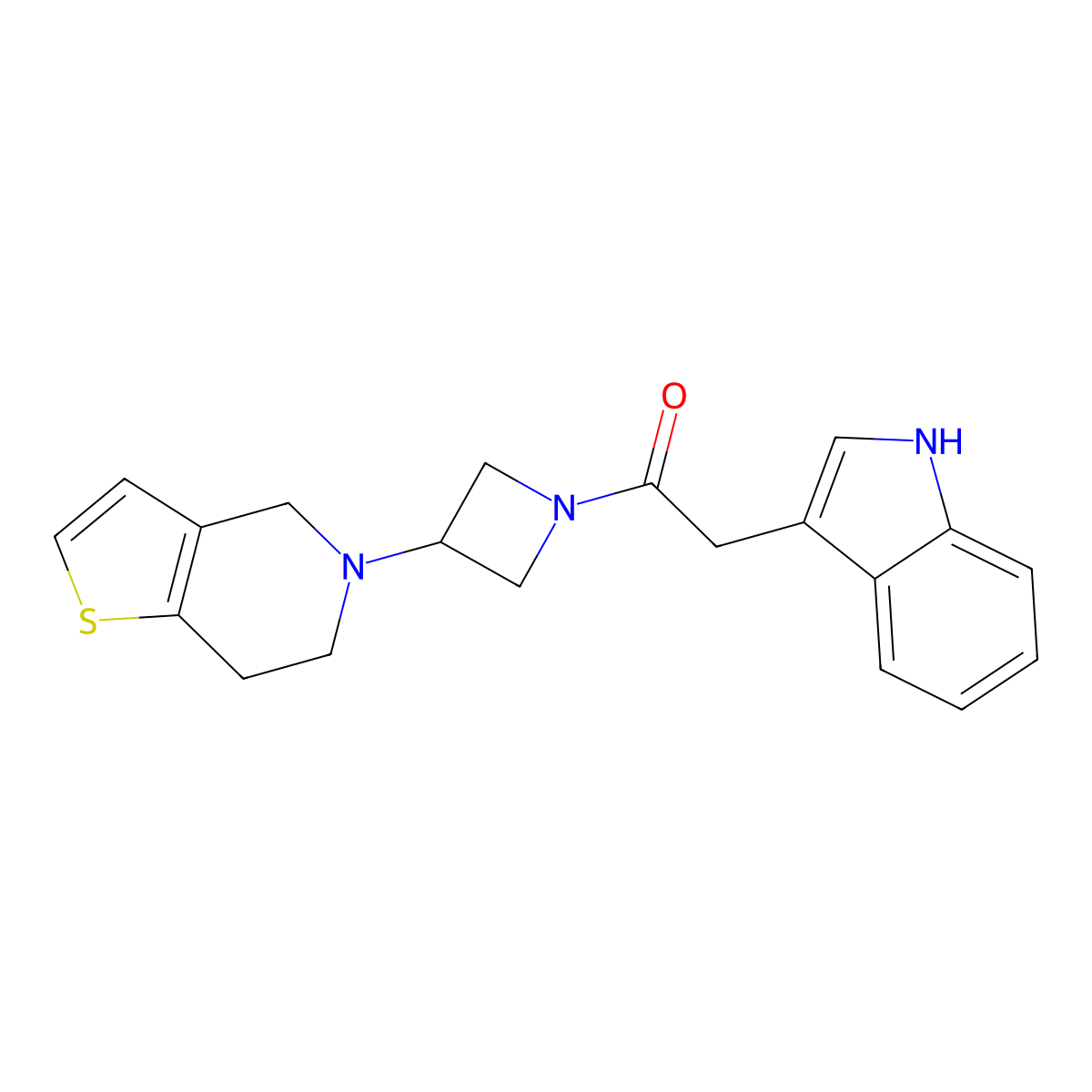 1-(3-(6,7-dihydrothieno[3,2-c]pyridin-5(4H)-yl)azetidin-1-yl)-2-(1H-indol-3-yl)ethanone molecular structure, CAS 2034521-78-1