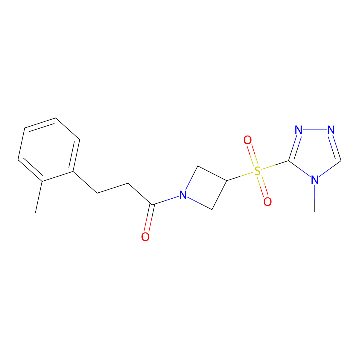 1-(3-((4-methyl-4H-1,2,4-triazol-3-yl)sulfonyl)azetidin-1-yl)-3-(o-tolyl)propan-1-one molecular structure, CAS 2034521-79-2