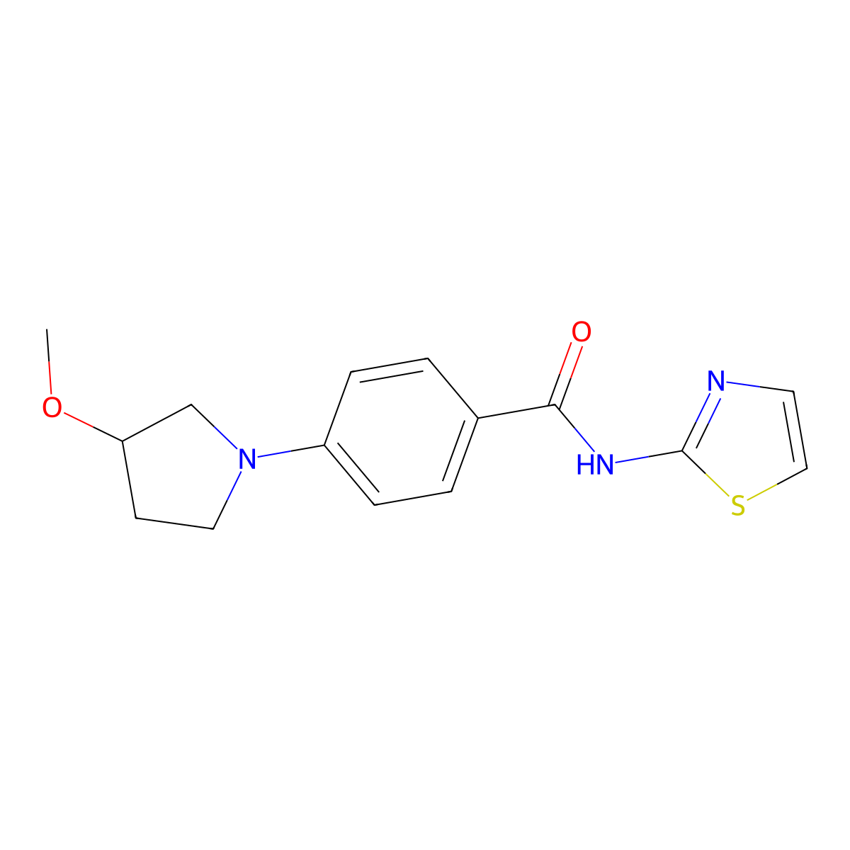 4-(3-methoxypyrrolidin-1-yl)-N-(thiazol-2-yl)benzamide molecular structure, CAS 2034521-80-5