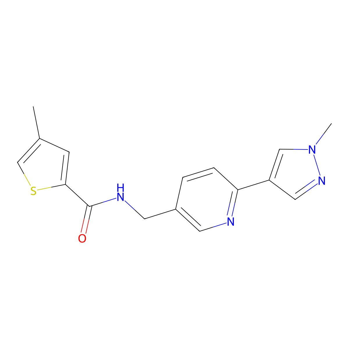 4-methyl-N-{[6-(1-methyl-1H-pyrazol-4-yl)pyridin-3-yl]methyl}thiophene-2-carboxamide molecular structure, CAS 2034521-82-7