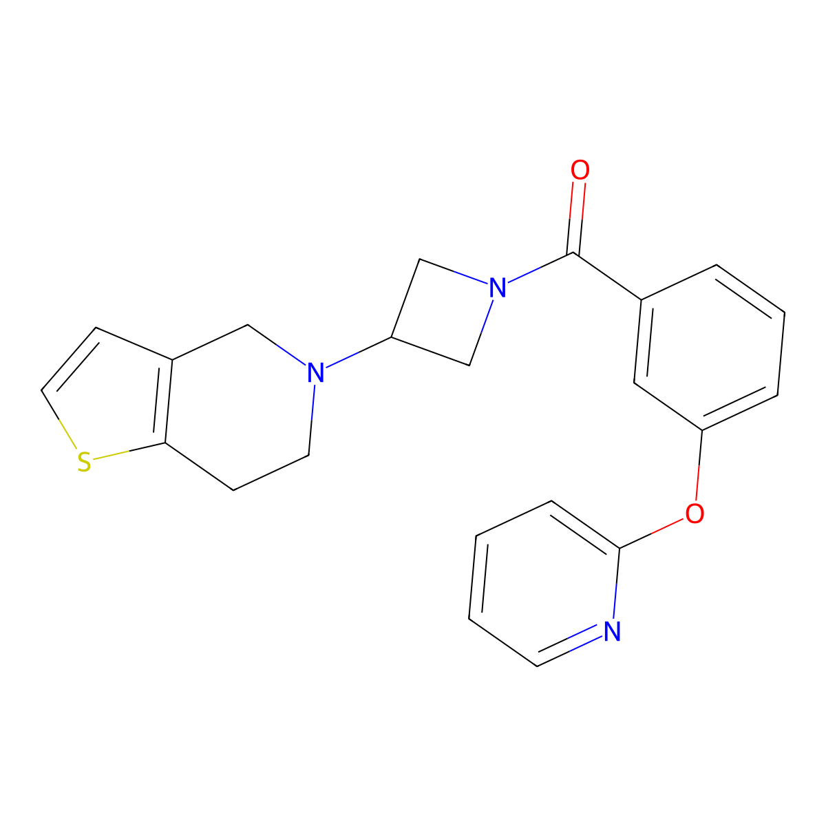 (3-(6,7-dihydrothieno[3,2-c]pyridin-5(4H)-yl)azetidin-1-yl)(3-(pyridin-2-yloxy)phenyl)methanone molecular structure, CAS 2034521-93-0