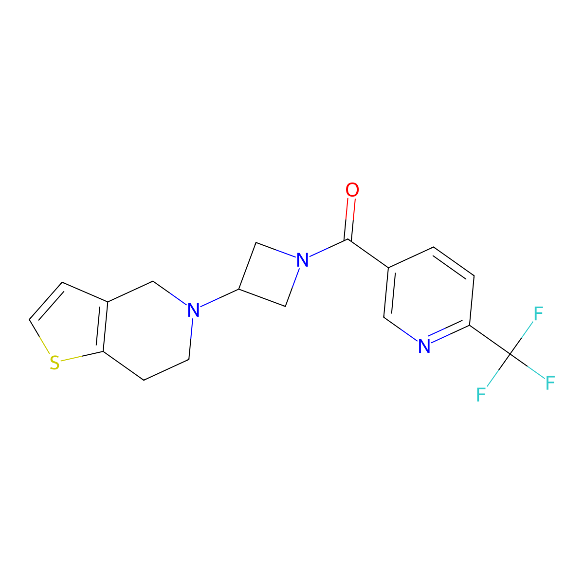 (3-(6,7-dihydrothieno[3,2-c]pyridin-5(4H)-yl)azetidin-1-yl)(6-(trifluoromethyl)pyridin-3-yl)methanone molecular structure, CAS 2034522-00-2
