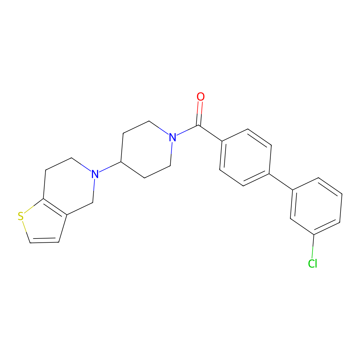 (3'-chloro-[1,1'-biphenyl]-4-yl)(4-(6,7-dihydrothieno[3,2-c]pyridin-5(4H)-yl)piperidin-1-yl)methanone molecular structure, CAS 2034522-07-9