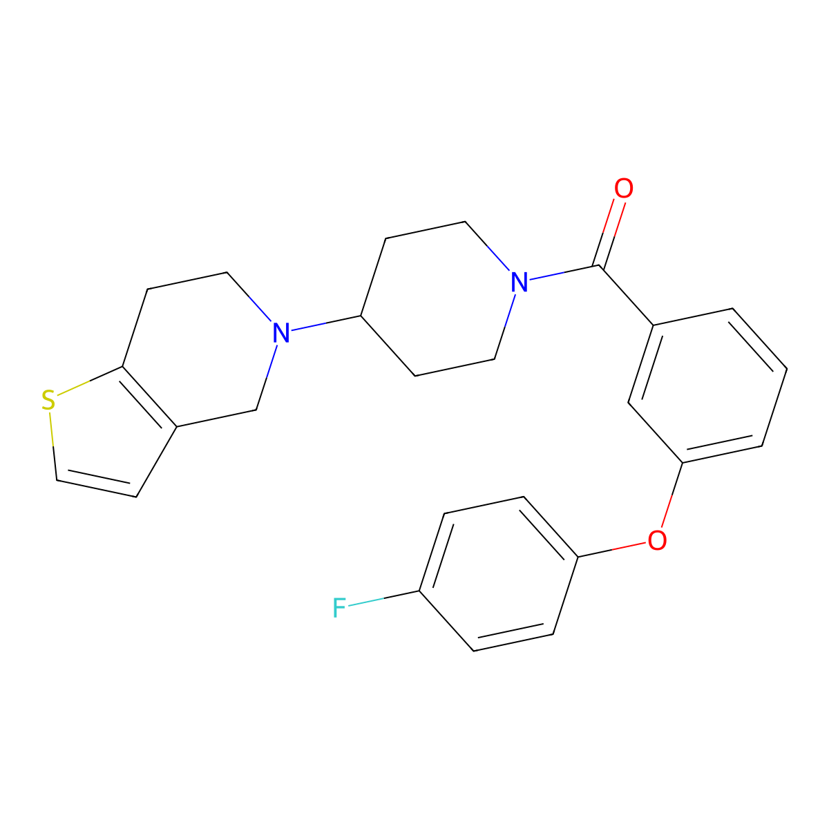 (4-(6,7-dihydrothieno[3,2-c]pyridin-5(4H)-yl)piperidin-1-yl)(3-(4-fluorophenoxy)phenyl)methanone molecular structure, CAS 2034522-13-7