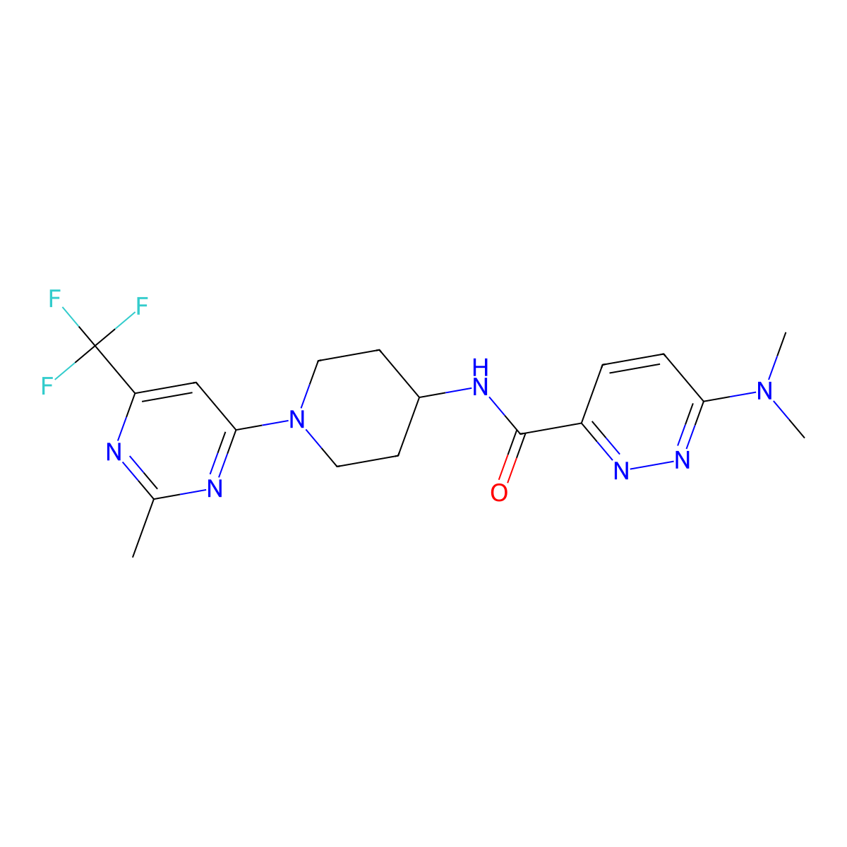6-(dimethylamino)-N-{1-[2-methyl-6-(trifluoromethyl)pyrimidin-4-yl]piperidin-4-yl}pyridazine-3-carboxamide molecular structure, CAS 2034522-14-8